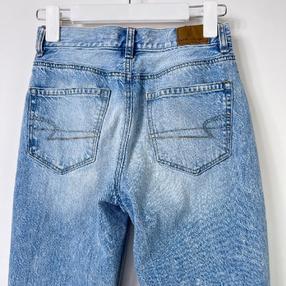 AE American Eagle Mom Jeans Distressed Destroyed Cotton Denim Size 00 Short - Picture 5 of 11
